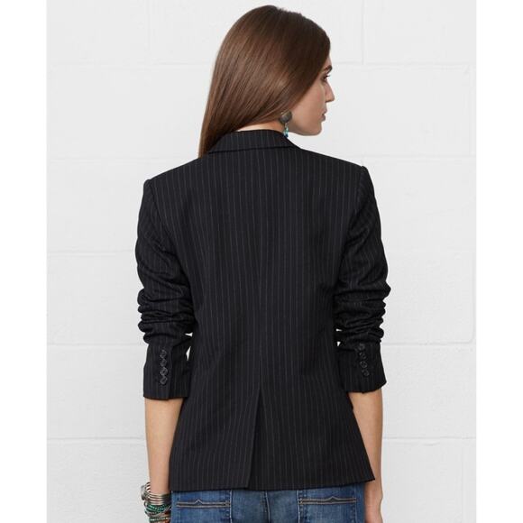 Denim & Supply Ralph Lauren Charcoal Gray Pinstripe One Button Blazer Jacket - Picture 5 of 5